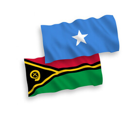 Flags of Republic of Vanuatu and Somalia on a white background