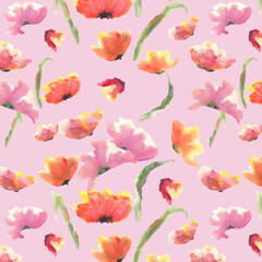 Poppy flower seamless pattern - 449528058
