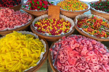 Süssigkeiten Marktstand in Sineu Mallorca