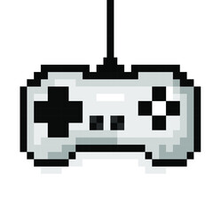 Vector illustration of a pixel joystick. Game controller icon for app, logo and t-shirt design.