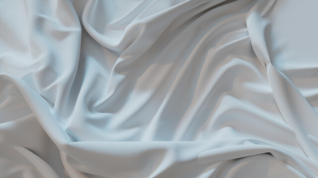 White Fabric with Ripples and Folds. Luxury Surface Wallpaper.