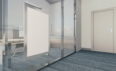 Modern office Cabinet.  3D rendering.   Meeting room. Mockup.   Empty paintings