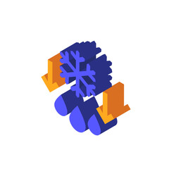 defrost, ice to water icon, isometric design