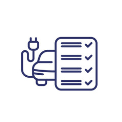 electric car and checklist line icon