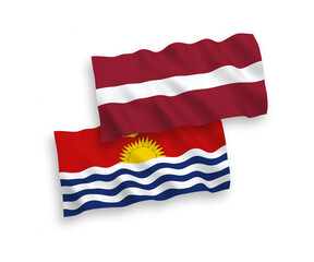 Flags of Latvia and Republic of Kiribati on a white background