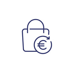 cashback line icon with a bag and euro