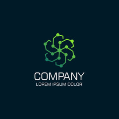 Techno logo. Digitial Technology Vector Design. Connect Dot Network. Gradation style. Aplication icon. Design inspiration. Fit to your Digital media, Business, Company etc