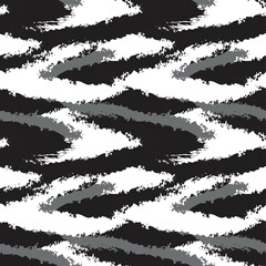 Black and White Brush Stroke Fur Seamless Pattern