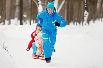 Concept of winter fun, leisure and recreation.