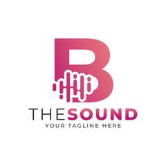 Music Logo. Creative Letter B Trendy Design Logo Concept with Sound Wave Vector Illustration.