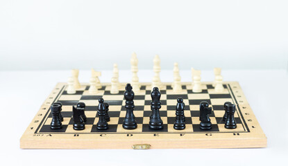 Chess pieces set or figures on game board