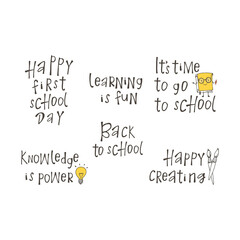 Hand drawn lettering  for school time decoration.Vector illustration. 