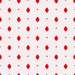 Red polka dots pattern. Vector seamless rhombs and dots on white background.