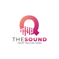 Music Logo. Creative Letter Q Trendy Design Logo Concept with Sound Wave Vector Illustration.
