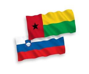 Fototapeta premium Flags of Slovenia and Republic of Guinea Bissau on a white background