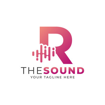 Music Logo. Creative Letter R Trendy Design Logo Concept with Sound Wave Vector Illustration.