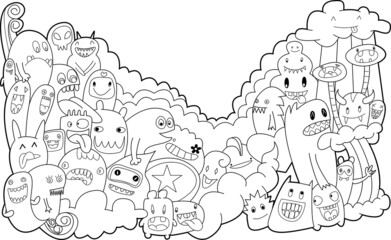 Cartoon monsters collection. set of cartoon monsters group