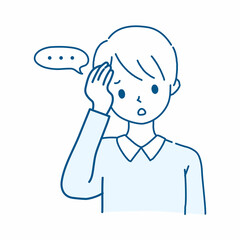 ブレインフォグ・言葉が出てこない男性のイラスト