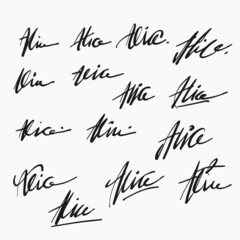 Personal Signature For Documents. Vector Illustration of Black Writing on a White Background