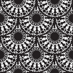 Geometric seamless pattern, Moroccan tiles design, seamless black tile background