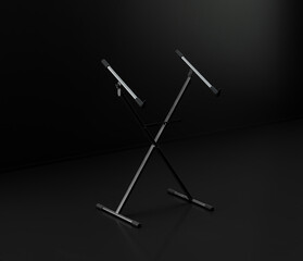 Music instriument, studio keyboard stand in a dark studio, 3d rendering