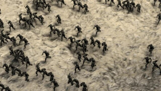 Big Army Force Charging in a Battlefield