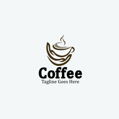 Coffee logo design template. Hand icon. Vector illustration