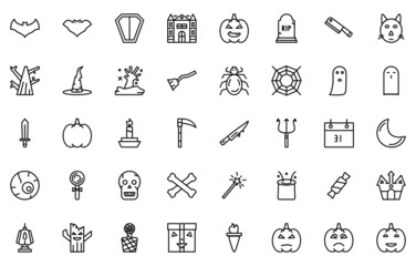 Halloween icon set line style vetor design for your design editable clean node