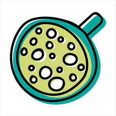 Cup of green matcha latte isolated vector illustration. Outline dring clipart.