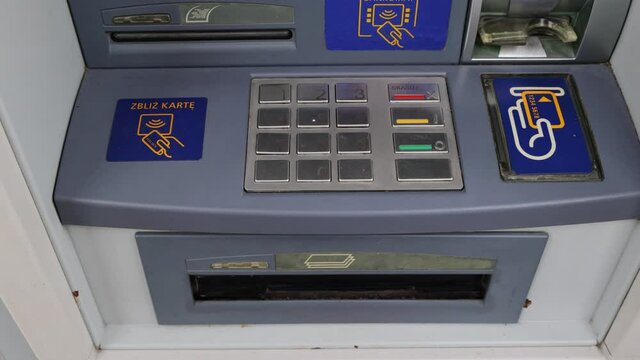 ATM in Warsaw city, Poland, 4k