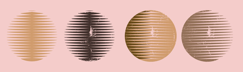 Logo with speed lines in circle form .Unusual icon Design .Black Vector stripes .Geometric shape.