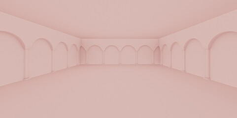 one color Pillar and arch simple interior 3d image_1
