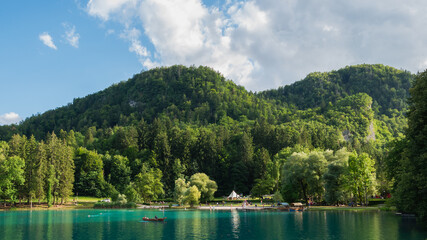 View of Lake Bled and the Ojstrica hill.