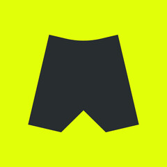 
shorts icon in black on a yellow background, vector graphics