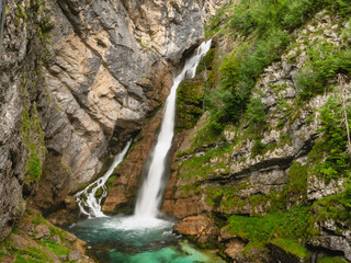Fototapeta na wymiar Savica waterfall near Bohinj in Triglav National Park, Slovenia