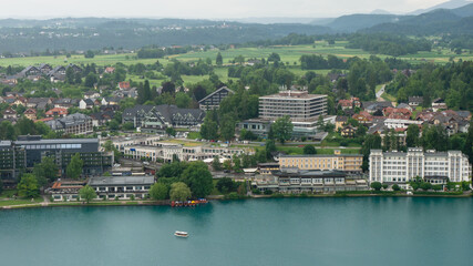 Fototapeta na wymiar Aerial view of the city of Bled in Slovenia.