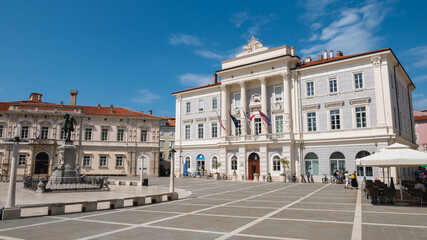 Fototapeta na wymiar View of the Tartini Central Square in Piran, Slovenia.