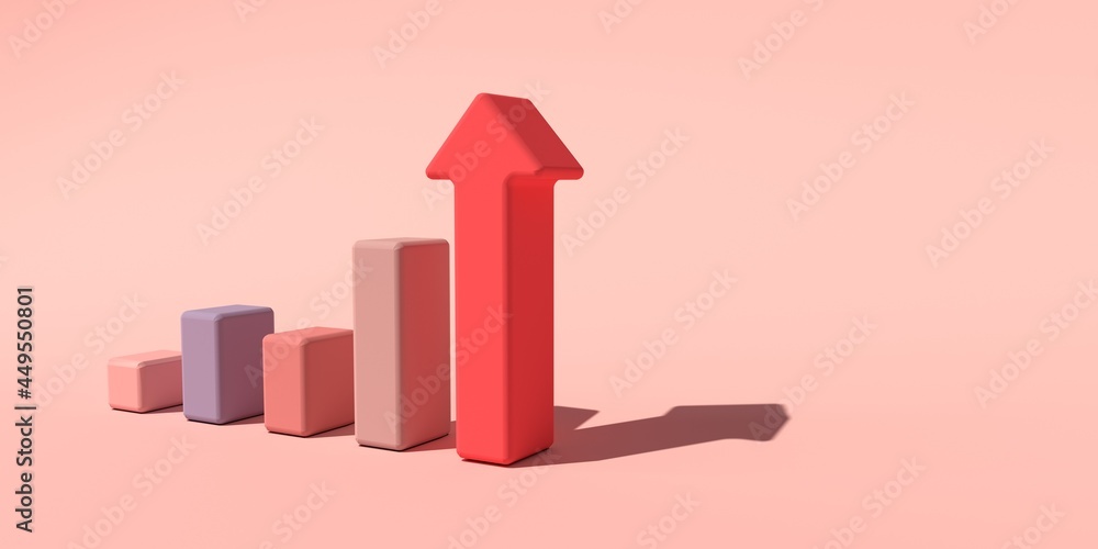Poster upward bar graph and arrow