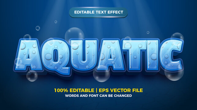 Editable text effect - Aquatic cartoon style 3d template