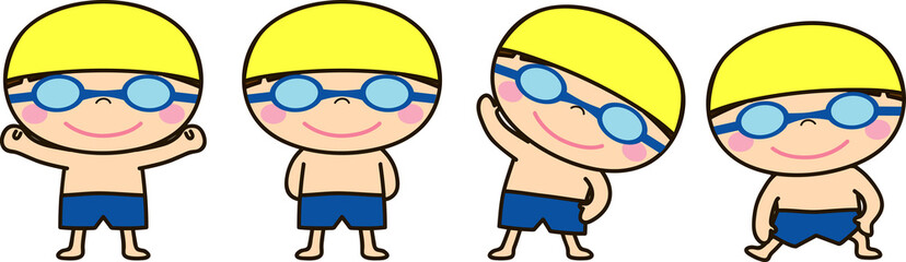 水泳・体操をする男の子