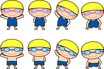 水泳・体操をする子供