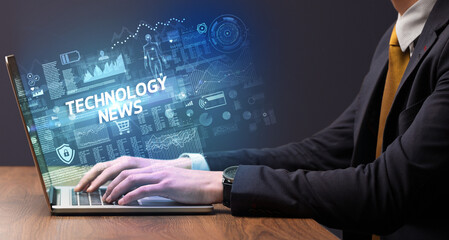 Businessman working on laptop concept