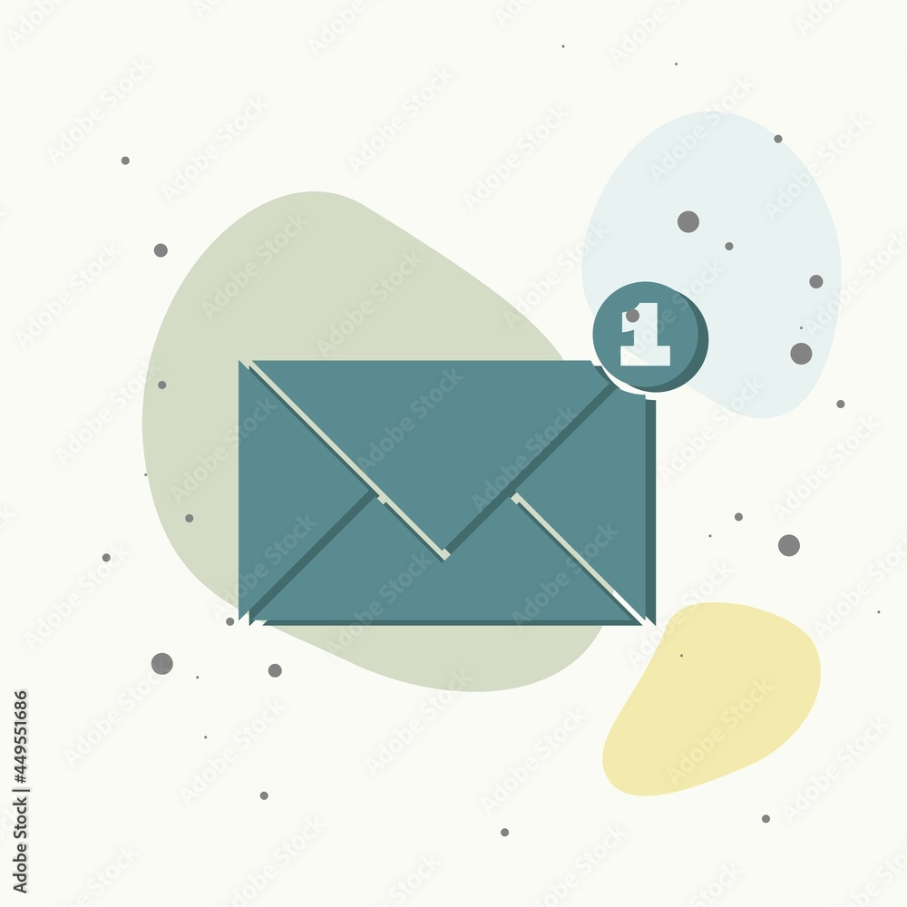 Poster vector icon envelope, message, mail on multicolored background.