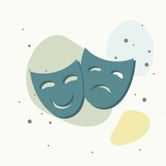 Vector Image Theatrical face mask. Drama and comedy on multicolored background.