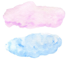 Obraz premium Cloud, Bird, sun, moon, watercolor drawing, Landscape elements Stars and planets Watercolor hand-drawn illustration isolated on a white background.