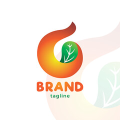 Letter G Orange with Leaf Logo
