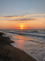 Sunset at the beach. Sea of Azov.