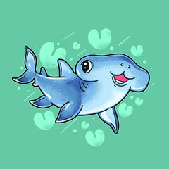 baby shark smiling illustration vector grunge