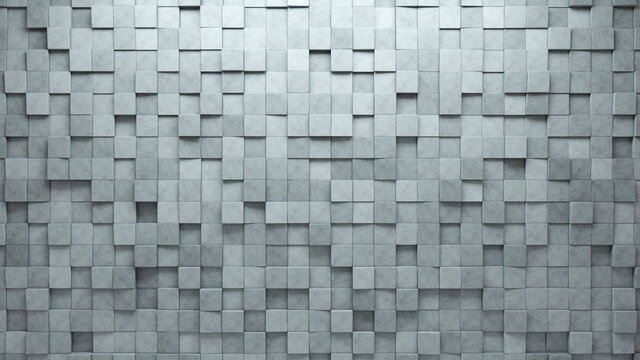 Polished, Square Wall background with tiles. Concrete, tile Wallpaper with 3D, Futuristic blocks. 3D Render