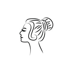stylish beauty girl side view model fashion salon logo design